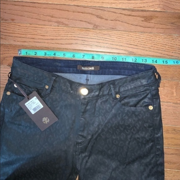 Roberto Cavalli Black Skinny Leopard Print Coated Jeans Size 42 IT (US 6) NWT - Picture 6 of 13